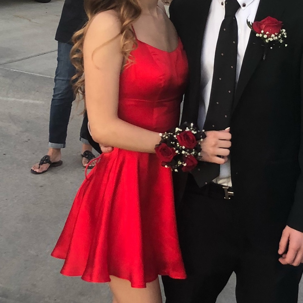 Sherri hill red silk dress